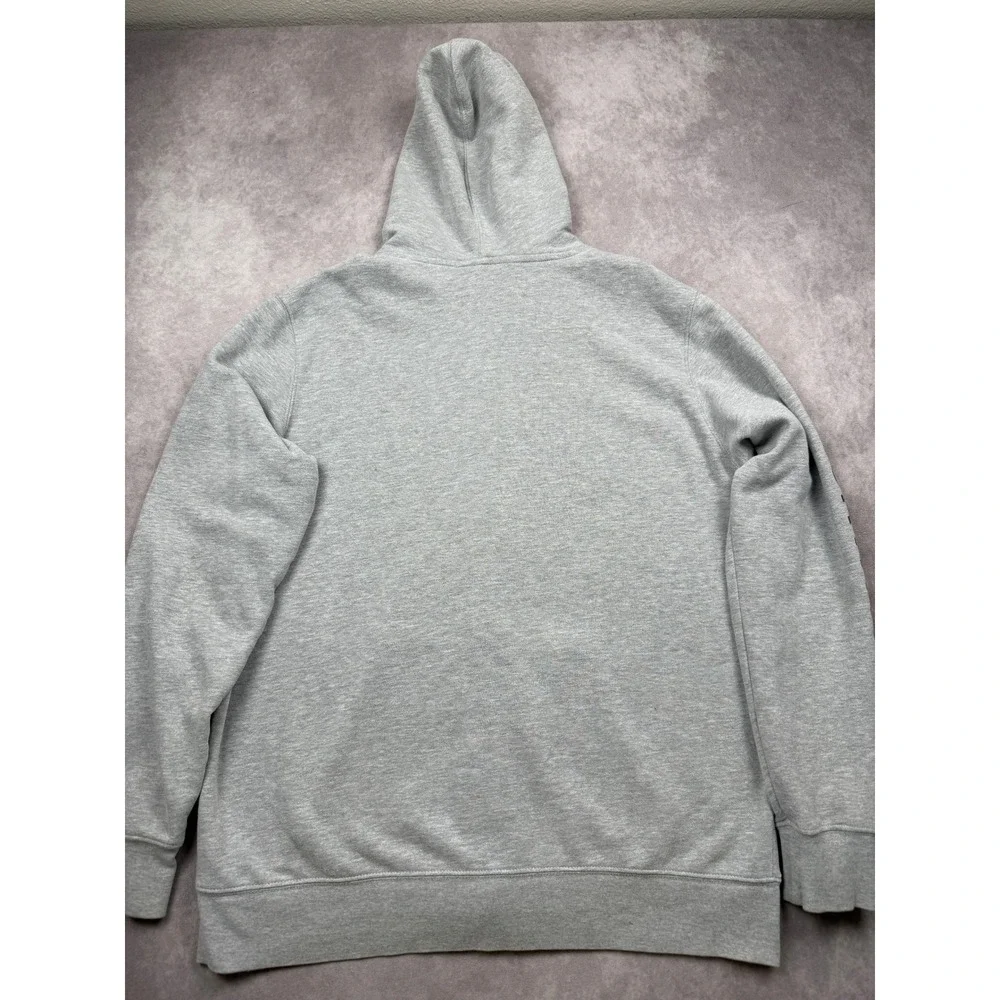 The North Face Mens XL Gray Full Zip Graphic Sleeve Logo Hoodie Sweatshirt Layer